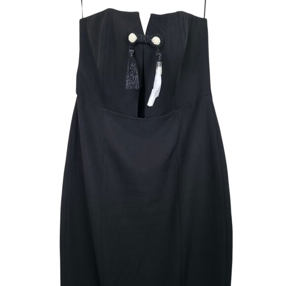 Sau Lee Imani Gown Black Tassel Strapless Keyhole‎ Maxi Dress Size 10 - Picture 5 of 11